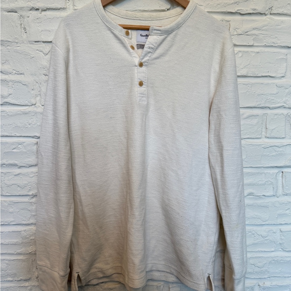 Goodfellow & Co Men's Cream Long Sleeve Henley